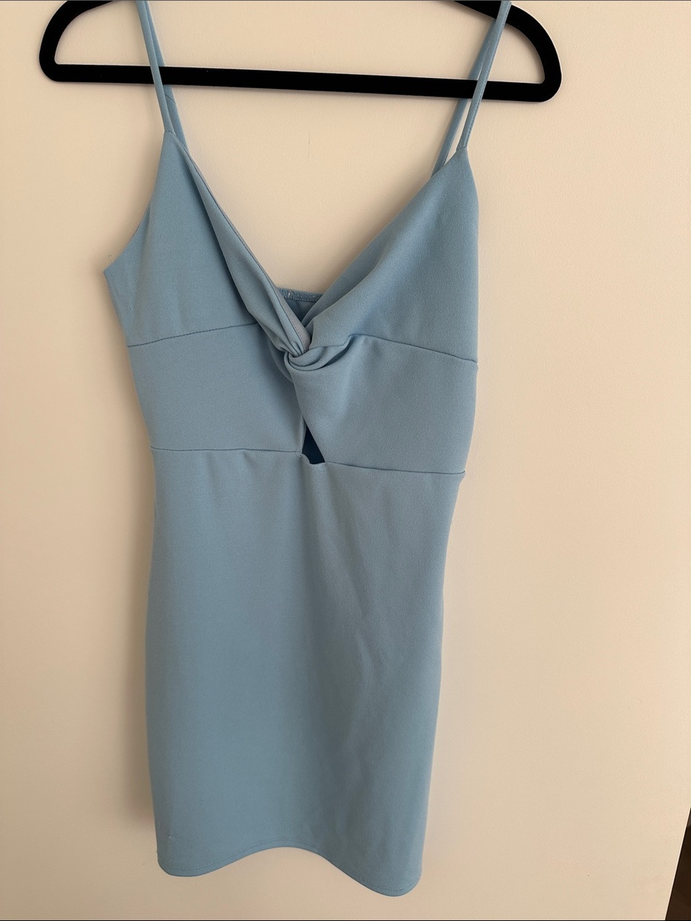 SHEIN Sky Blue Twist-Front Spaghetti Strap Mini Dress